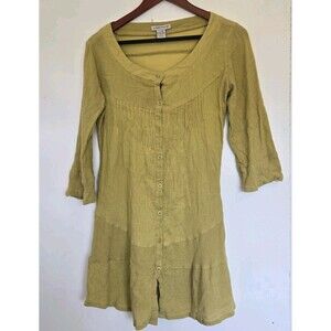 VTG Midi Dress Womens M‎ Green Y2K Cottagecore Peasant Milkmaid Babydoll Boho